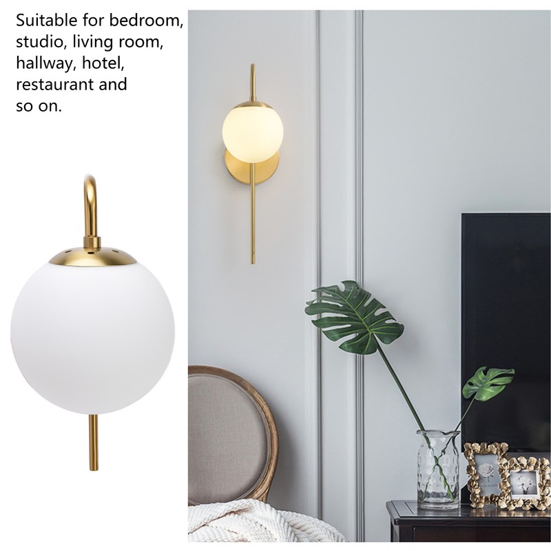 Nordic Modern E27 Glass Ball LED Wall Light Frosted Texture