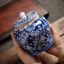 Urn for Human Ashes, Ceramic Keepsake Urn for Adult Female with Secure Lid, Decorative Floral Design for Memorial or Decoration (Flowers - C)