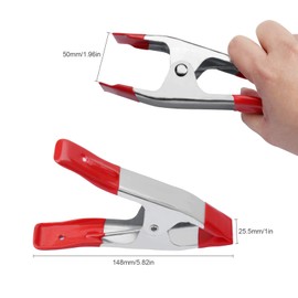 4 Pieces Metal Spring Clamps Heavy Duty, Large Market Stall Clips with Rubber Coated Tipped Grip for Camping Tarpaulin Woodworking Crafts, Silver, 6 Inch