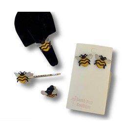 Honey Bees Bumble Bee Earrings Hair Clip Pin Ring Brooch - Garden Insect Jewelry Gift (Ring Only)