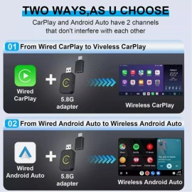 Mini US Wireless CarPlay Adapter For Apple Play&Plug Low Latency Converts Wired