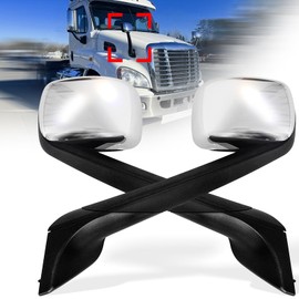 Chrome Hood Mirrors Fit for Freightliner Cascadia 2018-2023, Hood Mirrors Assembly Freightliner New Cascadia Semi Trucks Accessories Driver & Passenger Side (A Pair)