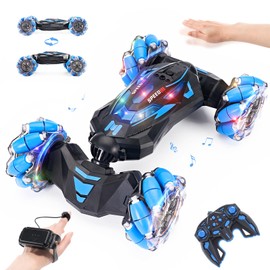 YEMIAI 1:10 Gesture Sensing RC Stunt Car, 2.4Ghz 4WD Hand Controlled RC Car, Toys for Ages 8-13, Hand Control Drift Remote Control Twist Cars Offroad 360° Rotation with Lights Music, Gifts for Kids