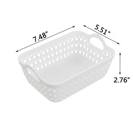 Sosody Plastic Small Storage Baskets for Drawer/Cupboard/Desktop, White and Bright Purple, 12 Packs