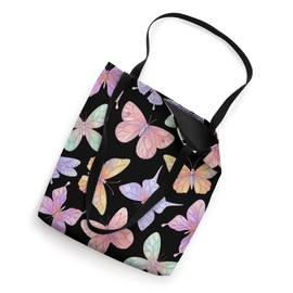 Beautiful Watercolor Butterfly Pattern on Black Background Tote Bag