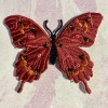 BUTTERFLY IRON ON PATCH EMBROIDERED WITH BEAUTIFUL BEADS! Pink/red So