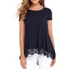 QIXING Top Lace Women's Round Neck Tunic Women's Elegant Casual