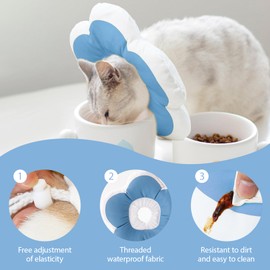 AYNKH Adjustable Cat Cone Collar, Soft Floral Dog Rehabilitation Collar Cone, Anti-Licking Cat Circle, Elizabethan Circle for Cats and Small Dogs Post-Operative and Injuries(Gemstone Blue)