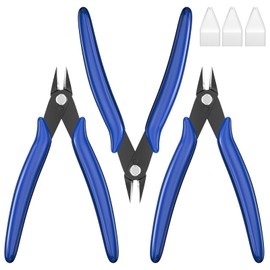 Riloventa 3-Piece Side Cutter Small Set, Wire Cutter Angled, Model Making Tool, Blue Wire Cutter Pliers, Wire Scissors, Cable Cutter, for Electronics, Cable Ties PCB, Soft Wires