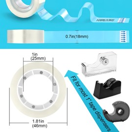 Transparent Tape Refills, 6 Rolls Clear Wrapping Tape, Crystal Clear Transparent Stationery Tape for Office, Home, School (0.7Inch x 108Ft)