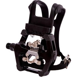 YBEKI Spin Bike SPD Pedals - Hybrid Pedal with Toe Clip and Straps, Suitable for Spin Bike, Indoor Exercise Bikes and All Bike with 9/16" axles