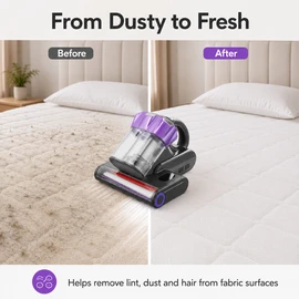 Mattress Vacuum Cleaner for Bed & Sofa Care – Corded Handheld Fabric Vacuum with Suction, Heat & LED Light