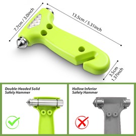 Yiader Window Breaker, 3-in-1 Emergency Escape Tool with Car Window Breaker and Seatbelt Cutter, Car Safety Hammer Car Essentials Tool for Women（Fluorescent Green）