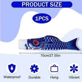 1 Pack Koi Fish Swing Windmill Design 3D Japanese Carp Streamer Hanging Flag Outdoor Wall Tree Front Patio Lawn Garden Decoration
