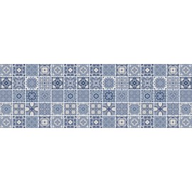 HUBDECO - Rug - Kitchen Rug - Bathroom Rug - Kitchen Runner - Rug Runner - Rug Kitchen - PCV, Vinyl - Non-Slip - Mosaic Blue - 40 x 120 cm