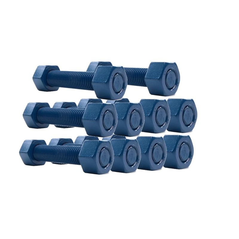 4 Inch Blue Teflon Coated Stud and Hex Nut, B7