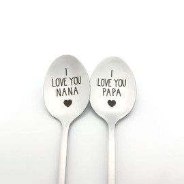 Nana and Papa Gifts for Grandparents I Love You Nana Papa Spoon Set for Grandma Grandpa Fathers Day Mothers Day Gift Christmas Birthday Gifts for Grandmother Grandfather