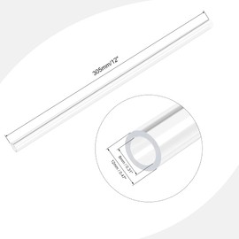 sourcing map Acrylic Pipe Rigid Round Tube Clear 8mm(5/16") ID 12mm(1/2") OD 305mm(12") for Lamps and Lanterns,Water Cooling System