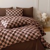 Houseri Brown Plaid Comforter Set Queen Chocolate Coffee Color Chessboard