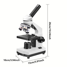 Microscope Kit for Students Back to School LED Monocular Student Compound Microscope Suitable for Beginners Portable Easy to Operate, Upper and Lower Light Sources, 100-1000x Magnification Powerful