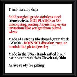 the fun things Starry Night Inspirational Religious Earrings NO TARNISH Wood Teardrop Dangle