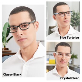 WEMOOTANTS 3 Packs Reading Glasses 1.75 Mens Rectangle Spring Hinges Readers 1.0 1.25 1.5 1.75 2.0 2.25 2.5 2.75 3.0 3.5 4.0