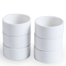 HAOTOP Mini Porcelain Ramekins 1oz Set of 6,Small Ceramics Souffle Dish 30ml White