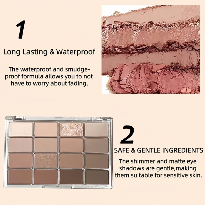 16 Color Nu/de Eyeshadow Palette for Women,Shimmer Matte Eyeshadow Make-Up