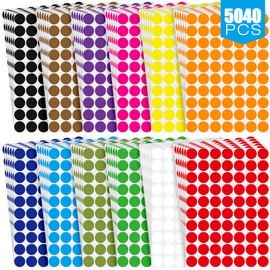 3/4 Inch Round Color Coding Circle Dot Labels 12 Assorted Colors Circle Dot Stickers Adhesive Color Coding Label Solid Color Label Sticker for Coloring Marking Organizing (5040)
