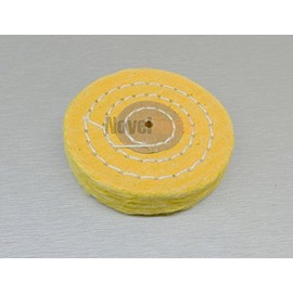 3" Muslin Yellow Buff Wheel CHEMKOTE Treated 40PLY 3ROW Stiched Leather Center