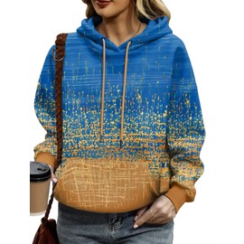 Zeagoo Womens Oversized Sweatshirts Trendy Hoodies Long Sleeve Pullover Leightweight Trendy Hoodie Gold Foil Gradient Large