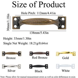 TopHomer 6PCS 4.41in White Gate Handle Pull Handle Shed Door Handles for Garage Drawer Fences Outdoor