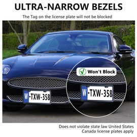 MIAOHAIJTZ Carbon Fiber License Plate Frame, Upgraded 1.5mm Thickness, 100% Real Carbon Fiber Cloth Wrap Black Aluminum Plate, 2 Holes Slim Edge, Stainless Steel Anti-Theft Screws, Crash Pad, 1 Pack