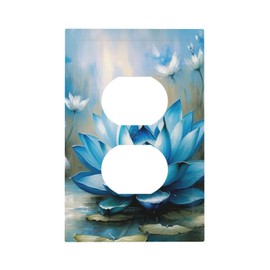 Tewujay Blue Flower Light Switch Cover 1 Gang Outlet Plate Single Duplex Wall Plate Covers Decorative Switchplate Covers Electrical Faceplate for Home Decor