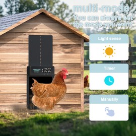 Automatic Chicken Door with LCD Display, Solar Chicken Coop Door with Multiple Modes & USB-C Charging, Automatic Chicken Coop Door with Light Sensor & Timer