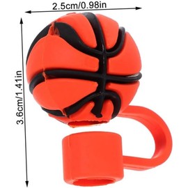 Cabilock Tapas para Pajitas de Silicona Deportivas 5 Piezas, Protectores Antipolvo Diseño de Baloncesto, Fútbol, Béisbol, Tenis y Estrella en Color, Accesorios Reutilizables para