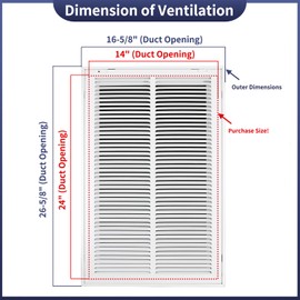 Howeall 14"W x 24"H [Duct Opening Size] Steel Return Air Filter Grille - Removable Face/Door for 1 inch Filters -HVAC Vent Cover Grill - White [Outer Dimensions: 16 5/8"W X 26 5/8"H]