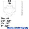 #6 Stainless Steel External Tooth Star Lock Washers (Pack of