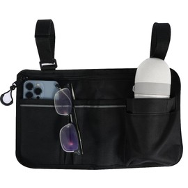 Foribyw Wheelchair Side Bag with Reflective Strap Large Capacity Wheelchairs Storage Organizer Waterproof Walker Bag Adjustable Wheelchair Armrest Pouch with Cup Holder for Most Wheelchairs Rollators