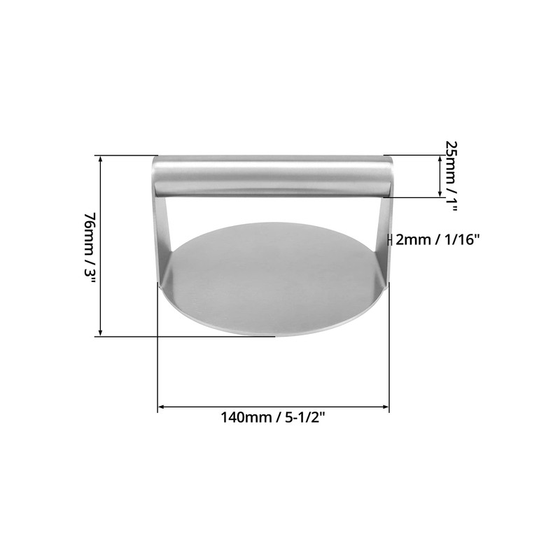 QWORK® Burger Press, Burger Smasher, 5.51" Round, 304 Stainless Steel,
