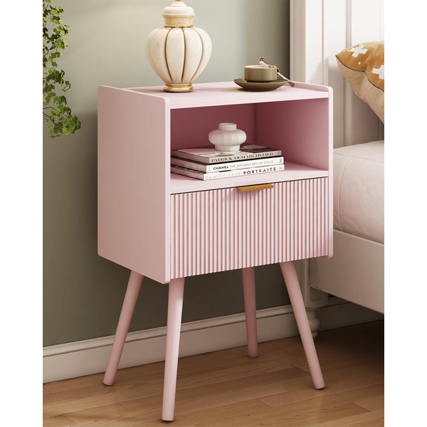 JOONEE JOONEE Nightstand,Modern Bedside Table with Storage Drawer and Open