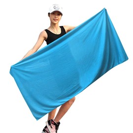 Cooling Towel, Large Size, 59.1 x 31.5 inches (150 x 80 cm), Sky Blue, Cool Towel, Large Sizes, Super Cool, Ice, Cool, Cool, Tao, Reikan, UV Protection, Quick Drying, Summer, Heat Stroke, For Beach