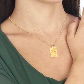 2 Pcs Zodiac Necklace for Women Men 12 Zodiac Sign With Tarot Card Pendant Necklace Gold Plat Constellation Necklace Birthday Gifts for Women