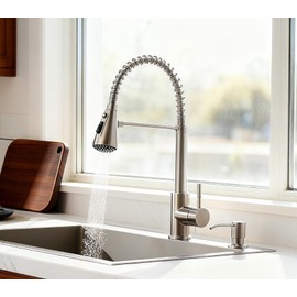 Sink Soap Dispenser Pump with 2 Sponge Holders, Curovtrp Soap Dispenser for Kitchen Sink Stainless Steel Pump Head (Plastic Built in) with 39" Extension Tube kit, No Need to Refill, Chrome