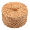 Cabilock Small Wicker Basket with Lid Mini Rattan Storage Basket