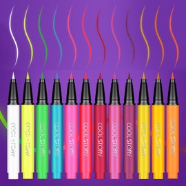 12 Colors Neon Face Paint Glow In the Dark Under UV Light For Party Accessories, Festival Body Glow Makeup Eyeliner Pens, Waterproof Quick Drying Long-Lasting Adults Kids Halloween Cosplay Paints
