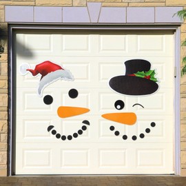 Flutesan Christmas Garage Door Decor Christmas Snowman Magnet Decor Snowman Face Garage Door Reflective Car Magnet Sticker Refrigerator(Classic)