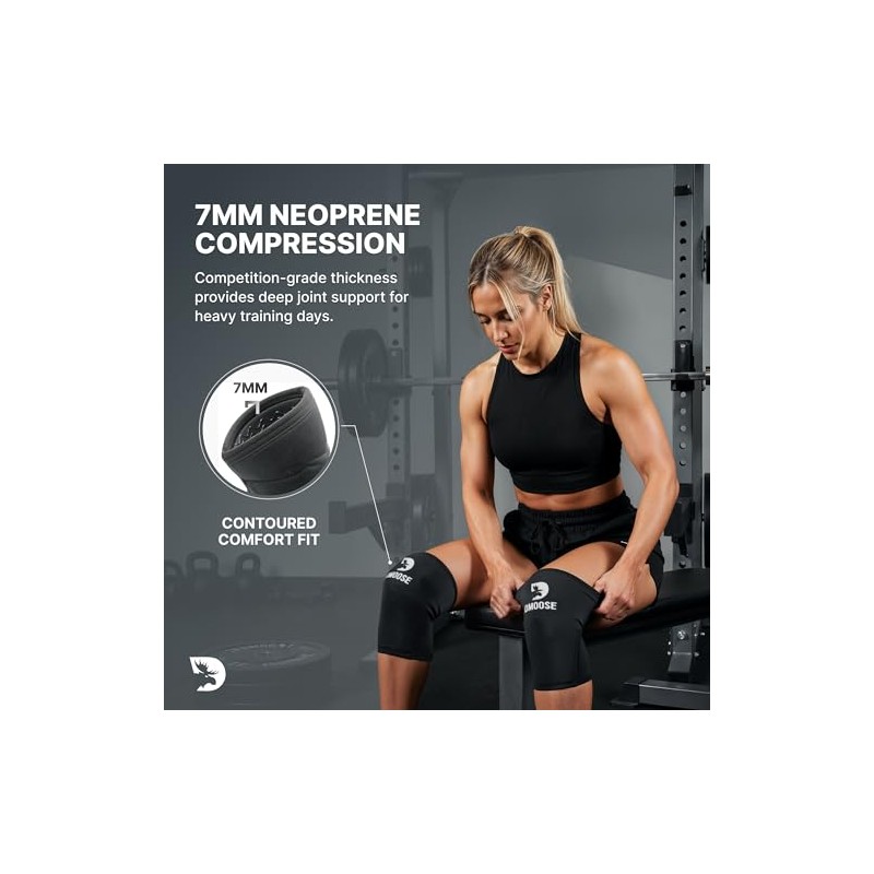 DMoose Fitness Knee Sleeves for Weightlifting with 2 Straps &