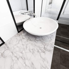 LACHEERY Large Size 36"x160" Grey White Marble Contact Paper for Countertops Peel and Stick Wallpaper Waterproof Self Adhesive Wallpaper for Kitchen Cabinets Backsplash Removable Counter Top Covers