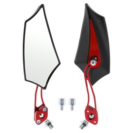INFINAUTO Motorcycle Rear View Mirrors Motorcycle Rear View Mirrors Aluminum Alloy Plastic Black Red Adjustable M8/M10 Prismatic Shape
